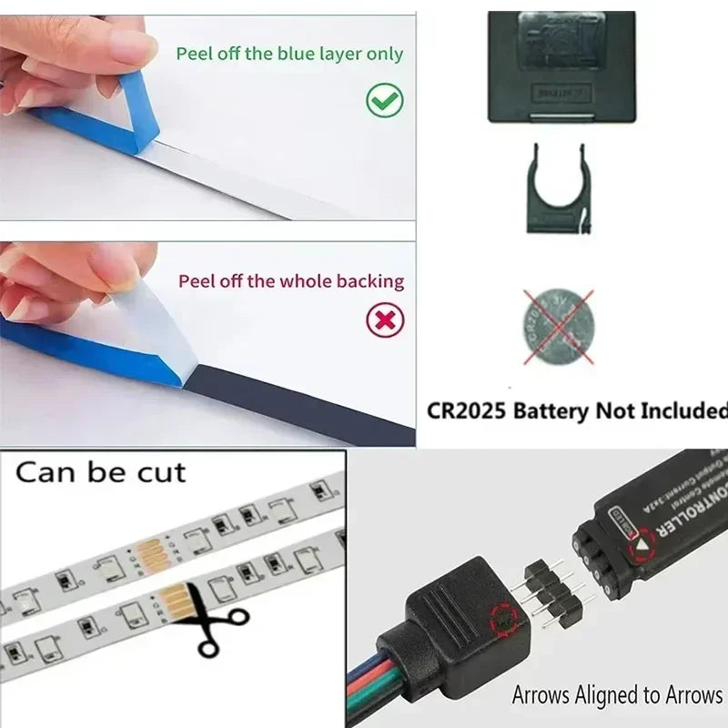 LED Strip Lights 1-30M with Bluetooth + Remote – RGB Smart Lamp for Room Decoration